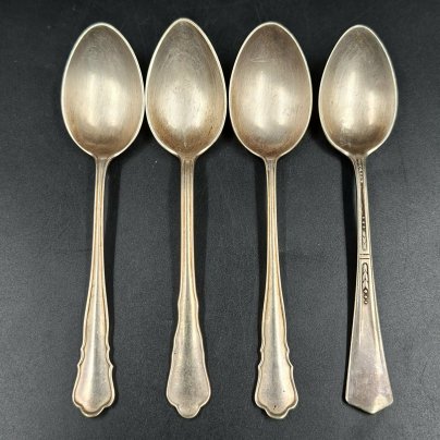 Набор из четырех чайных ложек в стиле ар-деко (в подборе), металл, серебрение, Европа, 1900-1940 гг.
