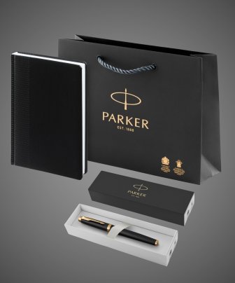 Подарочный набор: Ежедневник недатированная и Ручка роллер Parker IM Premium Core Black GT