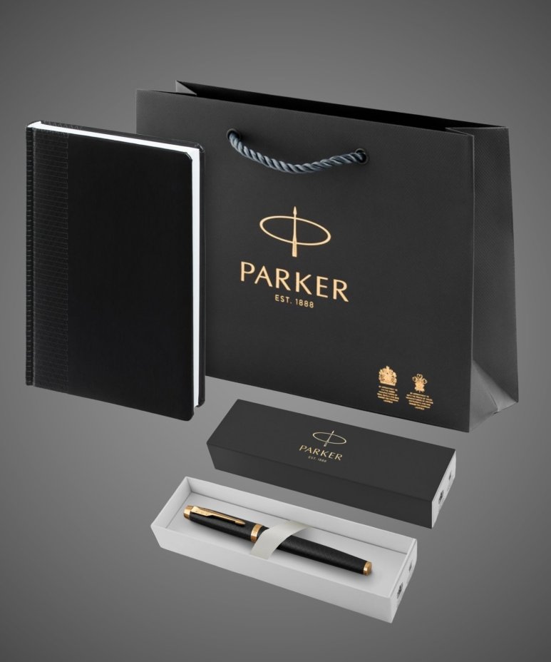 Подарочный набор: Ежедневник недатированная и Ручка роллер Parker IM Premium Core Black GT