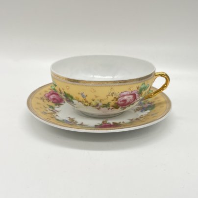 Чайная пара с цветочным декором, фарфор, деколь, золочение, Elan Gallery, Россия, 2000-2015 гг.