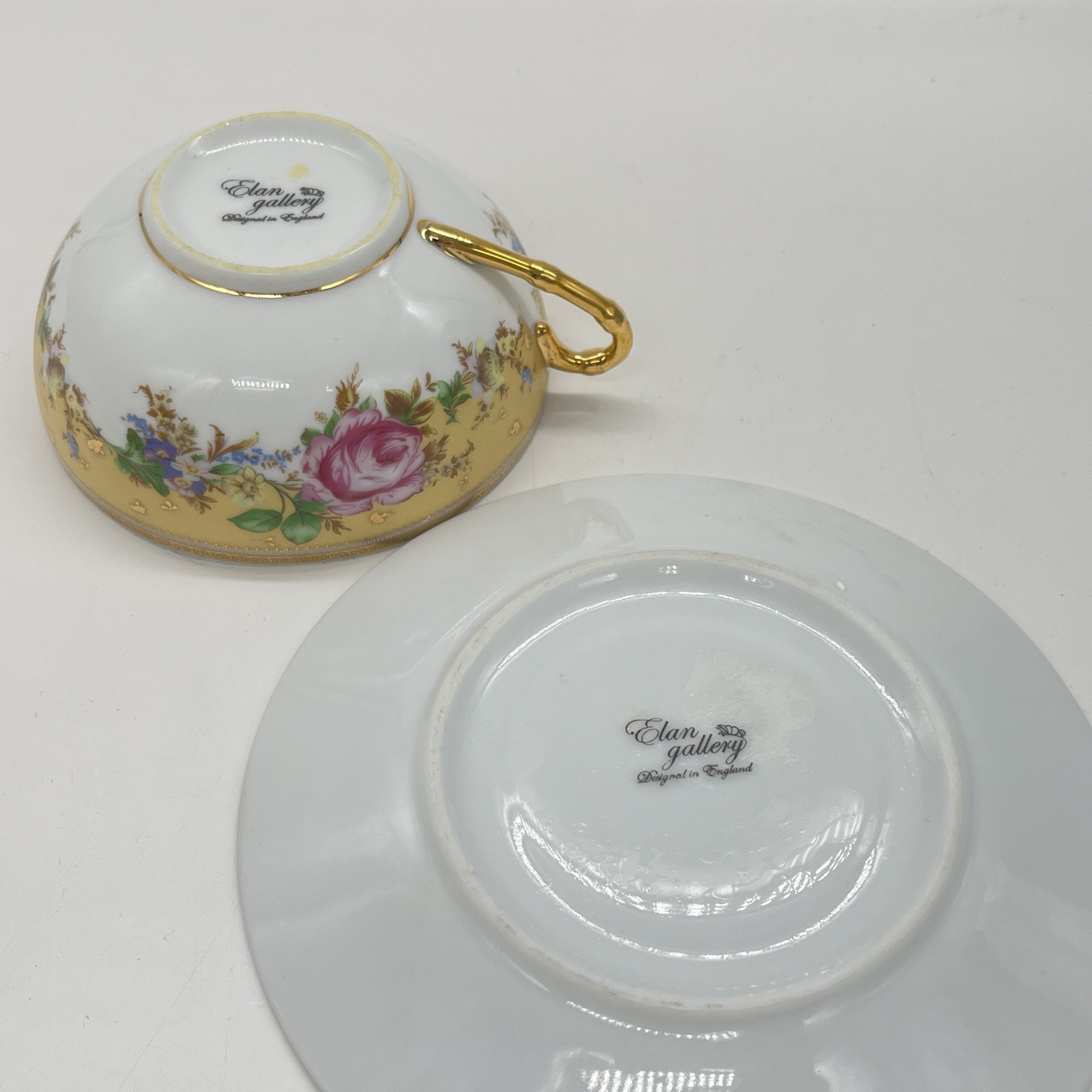 Чайная пара с цветочным декором, фарфор, деколь, золочение, Elan Gallery, Россия, 2000-2015 гг.