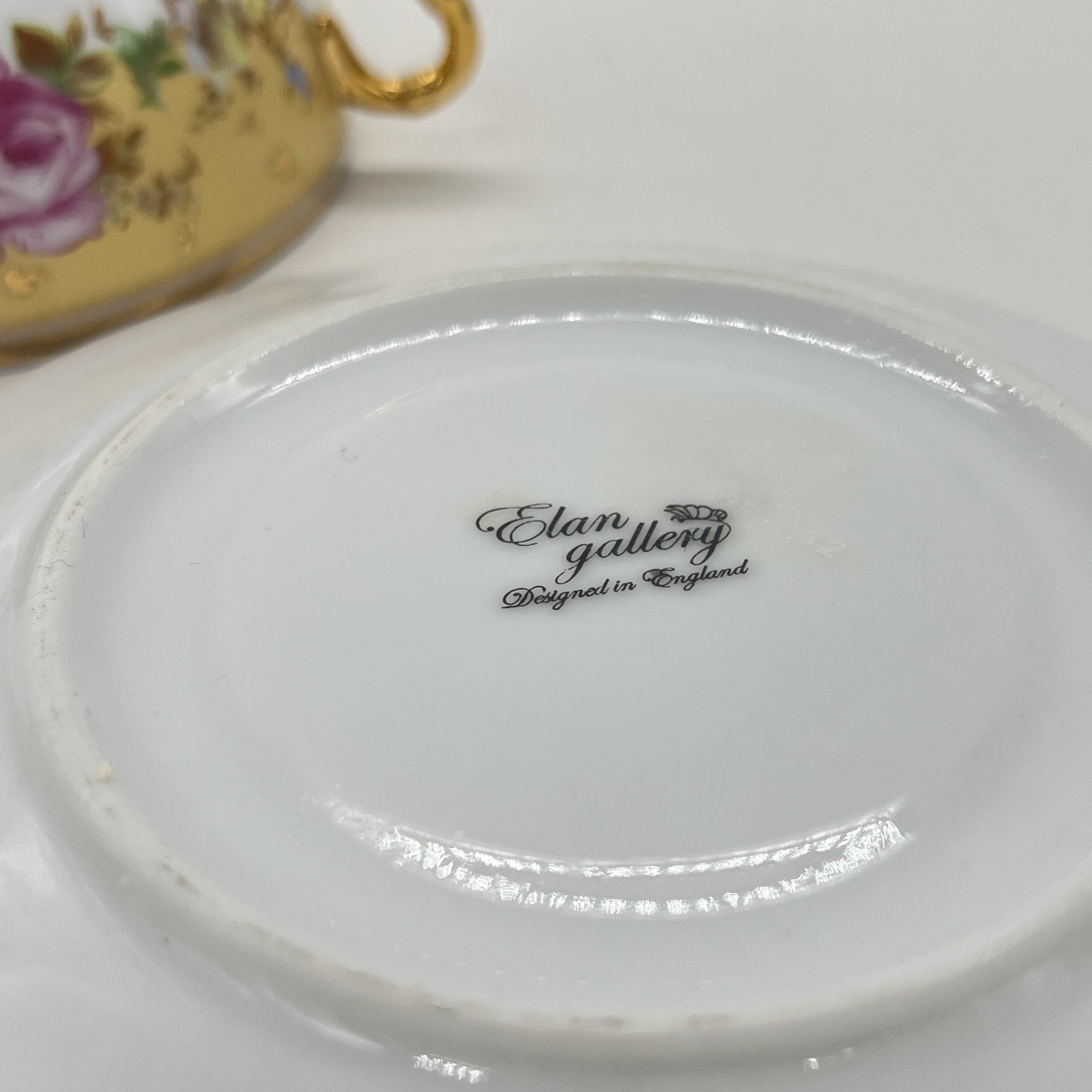 Чайная пара с цветочным декором, фарфор, деколь, золочение, Elan Gallery, Россия, 2000-2015 гг.