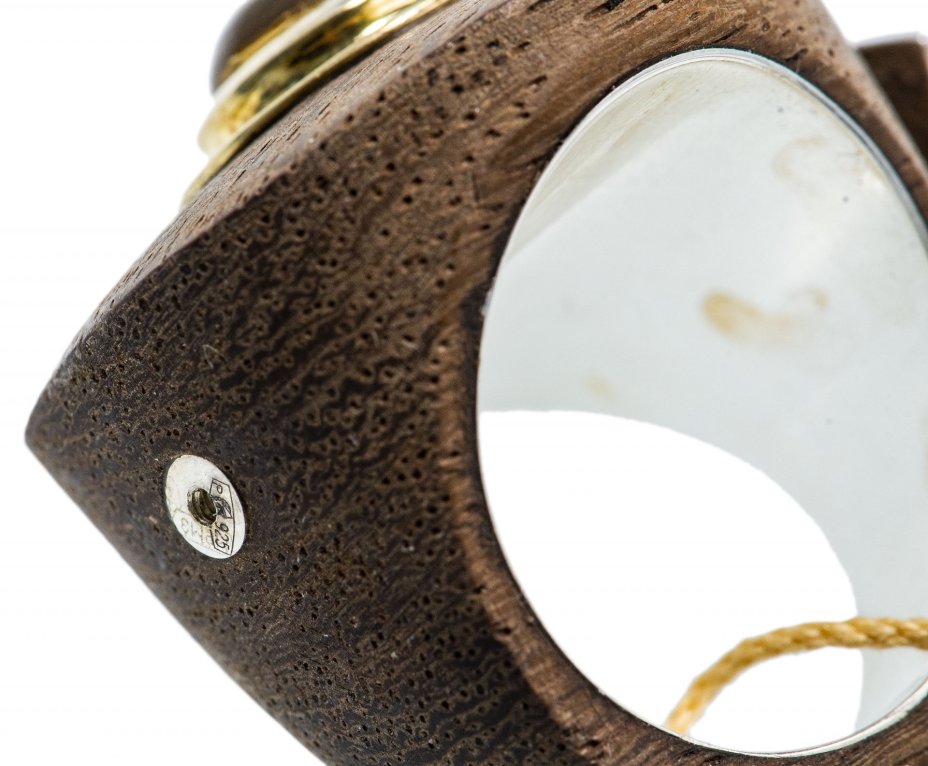 Кольцо со вставкой натурального цитрина, серебро 925 пр., золочение, фирма «German Kabirski», Россия, 1990-2010 гг.