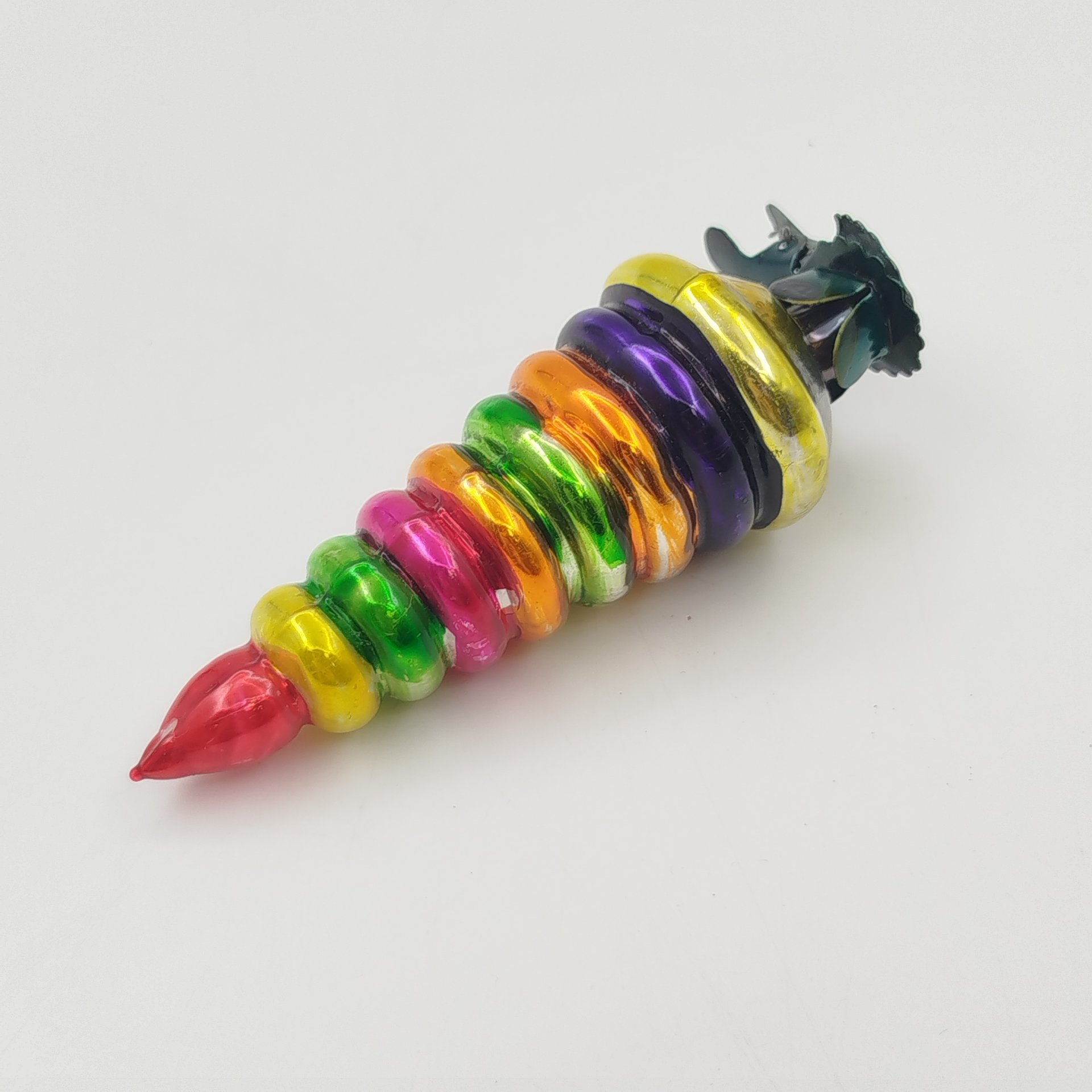 Игрушка ёлочная на прищепке "Пирамидка", стекло, роспись, металл, СССР, 1960-1970 гг.