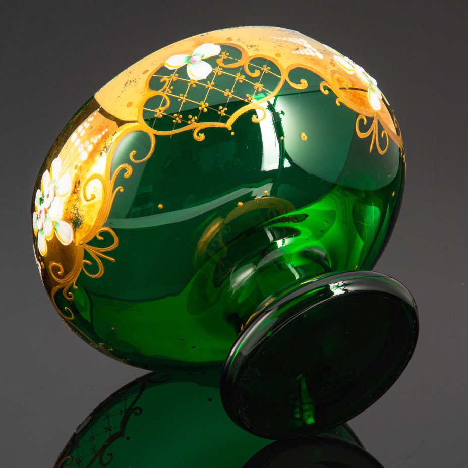 Ваза для десертов (фруктовница), стекло, лепка, смальта, золочение, Bohemia Crystal (Bohemia Glass), Чехия, 1980-2000 гг.
