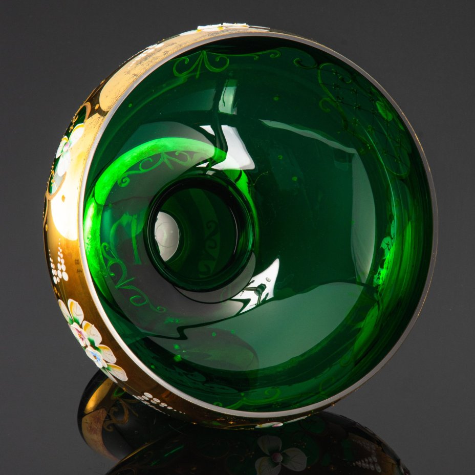 Ваза для десертов (фруктовница), стекло, лепка, смальта, золочение, Bohemia Crystal (Bohemia Glass), Чехия, 1980-2000 гг.