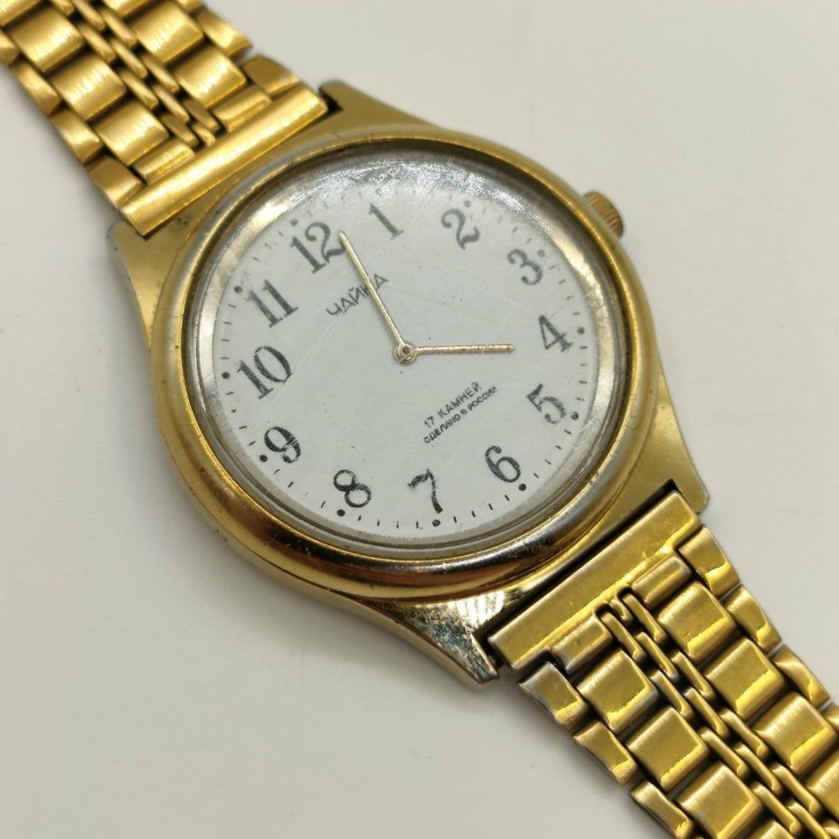 Часы наручные "Чайка" (17 камней), металл, стекло, золочение, Угличский часовой завод «Чайка», Российская Федерация, 1991-2020 гг.