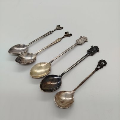 Набор из 5 сувенирных ложек, мельхиор (медь-никель), СССР, 1970-1980 гг.