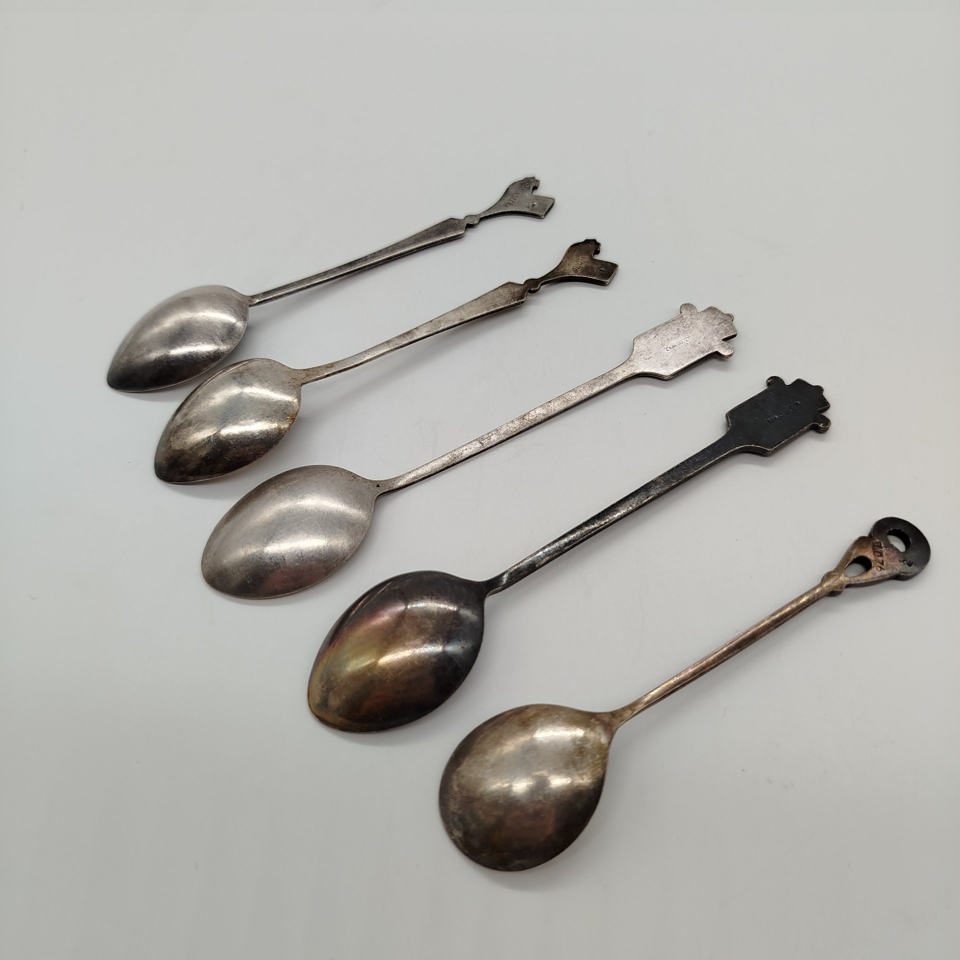 Набор из 5 сувенирных ложек, мельхиор (медь-никель), СССР, 1970-1980 гг.