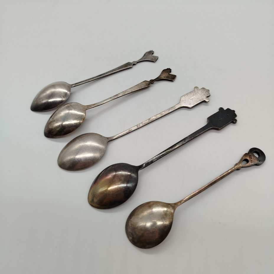 Набор из 5 сувенирных ложек, мельхиор (медь-никель), СССР, 1970-1980 гг.