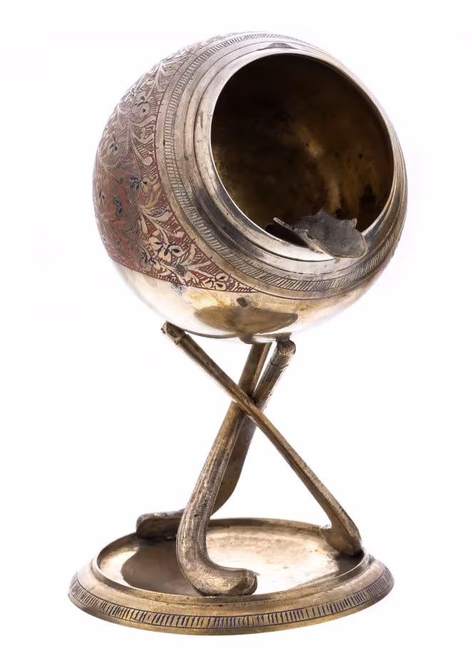 Пепельница "Хоккей на траве", латунь, эмаль, Индия, 1970-1990 гг.