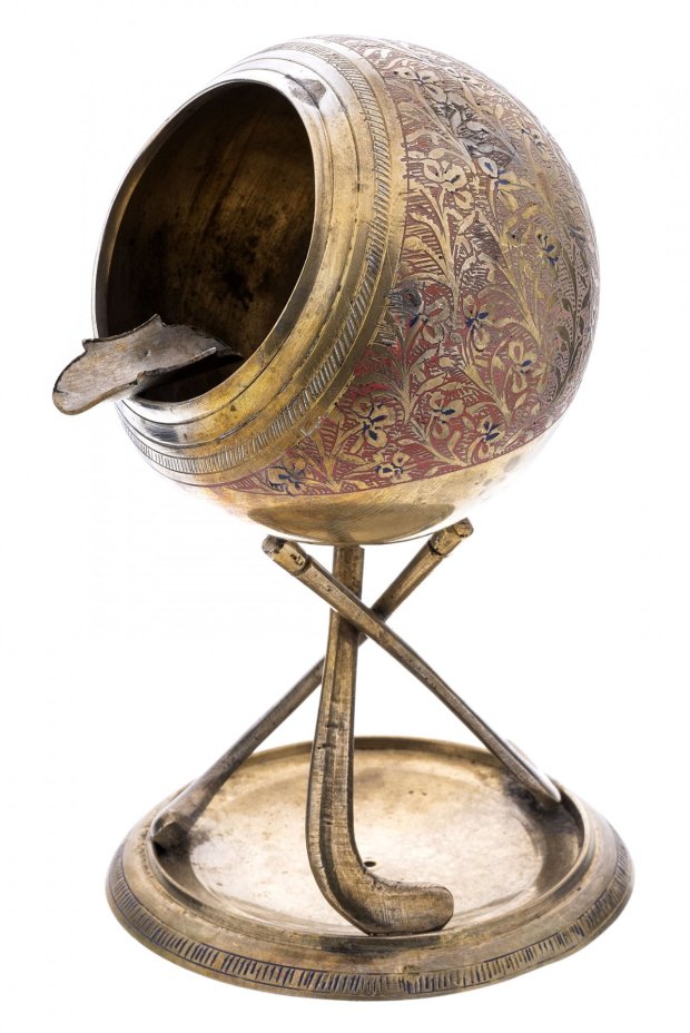 Пепельница "Хоккей на траве", латунь, эмаль, Индия, 1970-1990 гг.