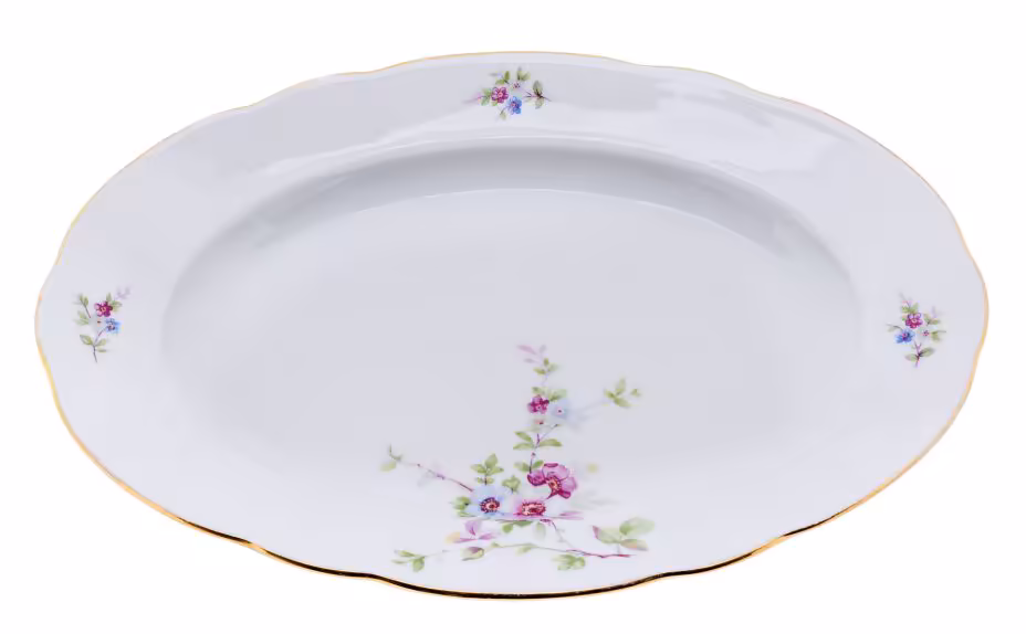 Селедочница с цветочным декором, фарфор, деколь, фабрика "Colditz Porcelain Factory", ГДР, 1960-1990 гг., Colditz (Кольдиц)