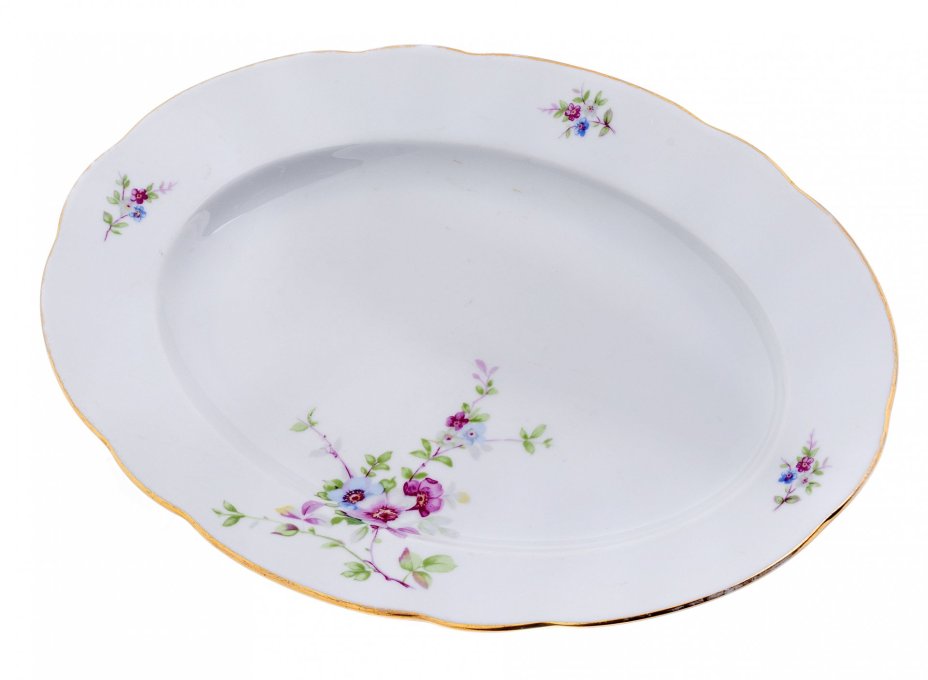 Селедочница с цветочным декором, фарфор, деколь, фабрика "Colditz Porcelain Factory", ГДР, 1960-1990 гг., Colditz (Кольдиц)