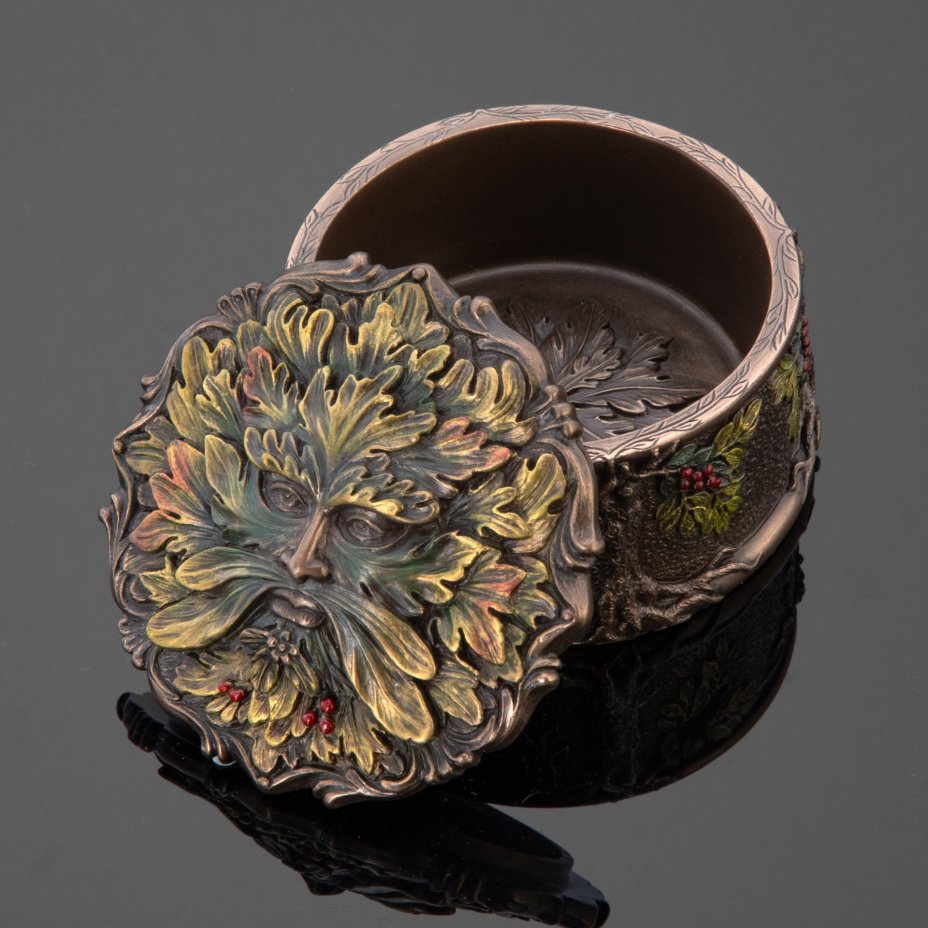 Шкатулка "Зеленый человек", полистоун, Veronese, Тайвань, 2023 г.