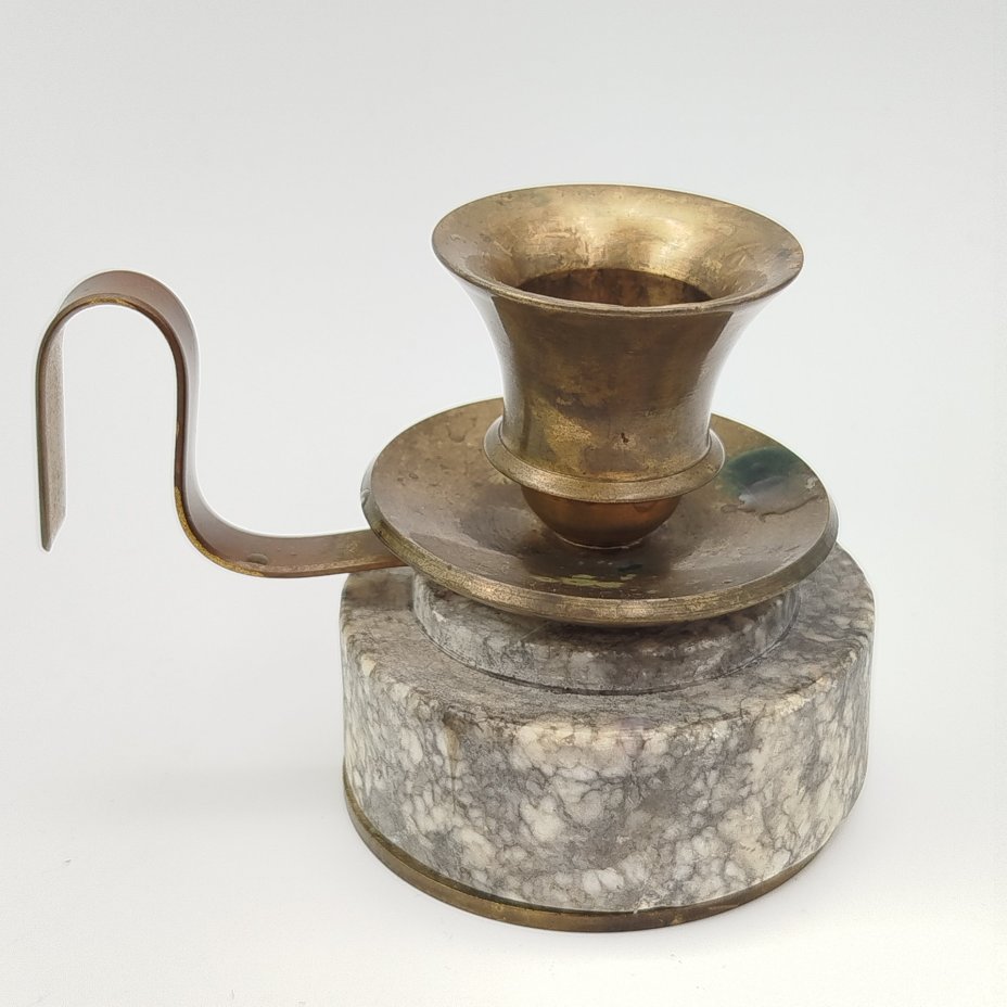 Подсвечник переносной на одну свечу, латунь, камень, Индия, 1980-2000 гг.