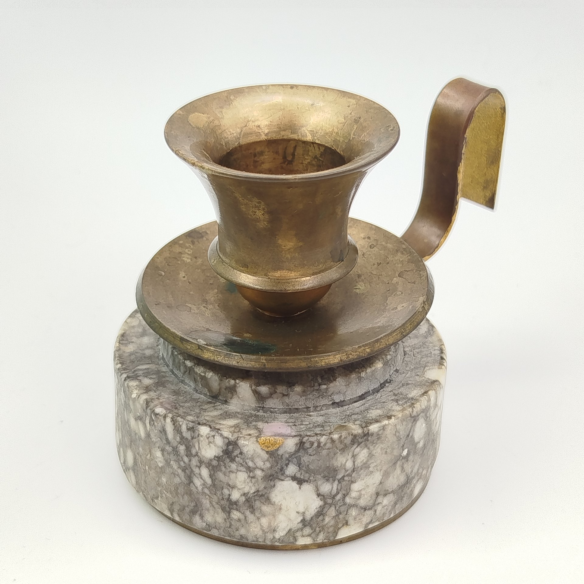 Подсвечник переносной на одну свечу, латунь, камень, Индия, 1980-2000 гг.