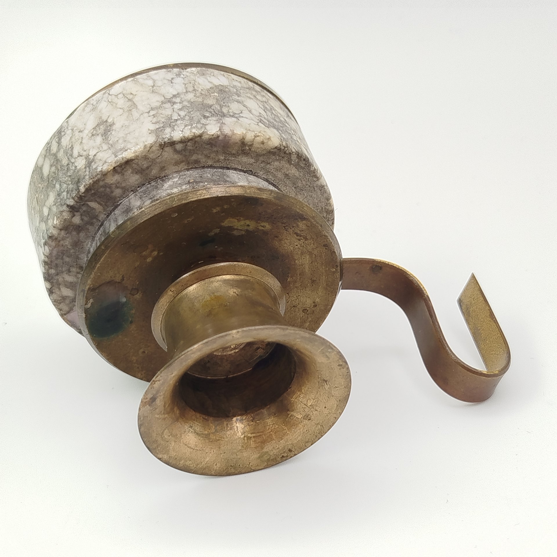 Подсвечник переносной на одну свечу, латунь, камень, Индия, 1980-2000 гг.