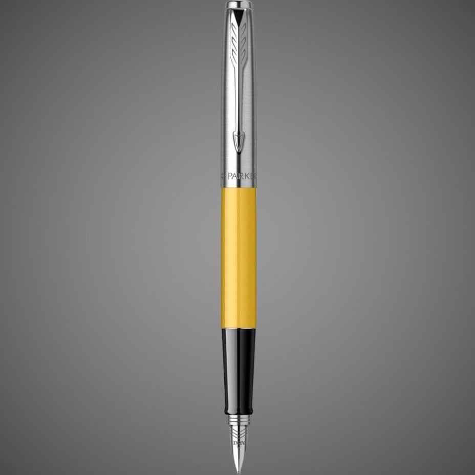 Перьевая ручка Parker Jotter, цвет ORIGINALS Yellow CT, цвет чернил синий/черный, толщина линии M, В БЛИСТЕРЕ, Металлы: нержавеющая сталь, пластик