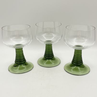 Набор из 3 ремеров  на широкой зеленой ножке, стекло, Европа, 1970-1990 гг.