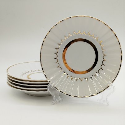 Набор из 6-ти блюдец с золотистой каймой