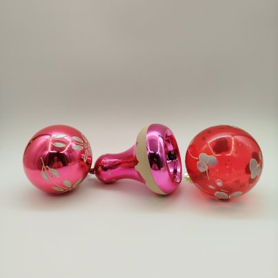 Набор из трех больших ёлочных игрушек, стекло, металл, СССР, 1970-1980 гг.