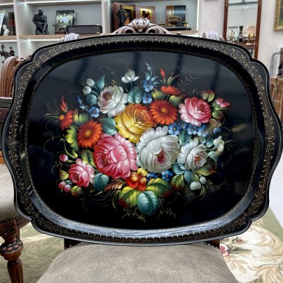 Поднос с цветочным декором (большой), художник Москаленко