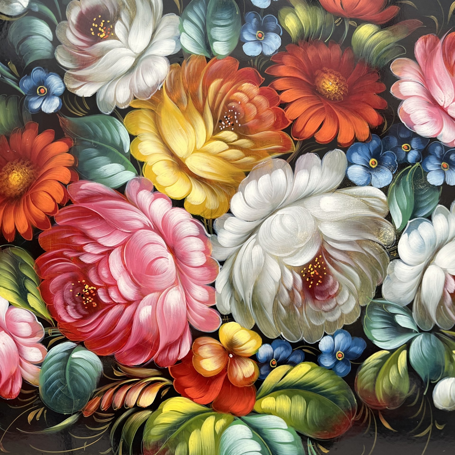 Поднос с цветочным декором (большой), художник Москаленко