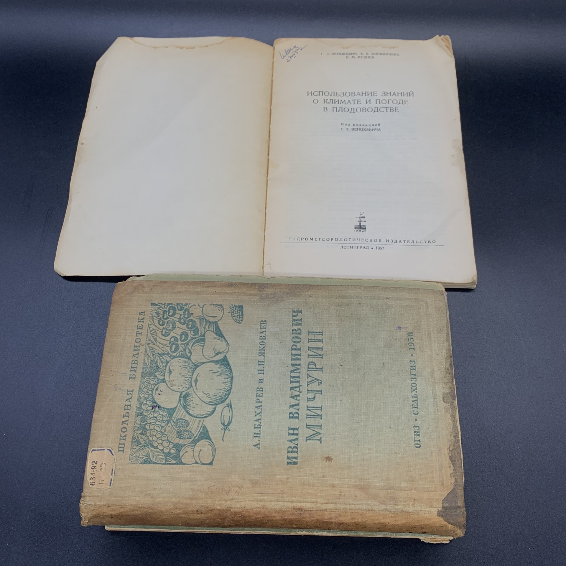 Книги "Плодовый питомник", "И.В. Мичурин", "Пересадка деревьев и кустарников летом", "Использование знаний о климате  и погоде в плодоводстве"