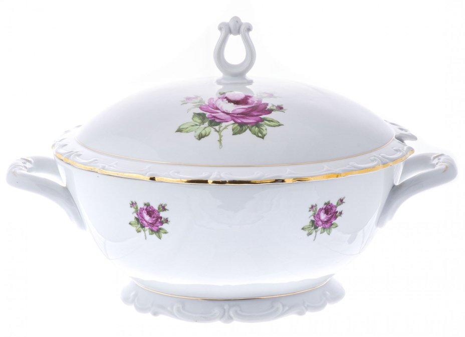 Сервиз столовый с цветочным декором (77 предметов), фарфор, деколь, Royal Crown, Германия, 1970-1990 гг.
