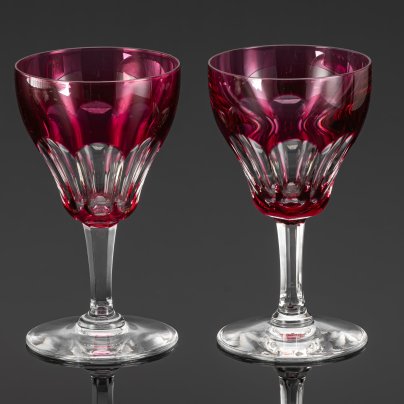 Набор из двух бокалов розового оттенка, Saint Louis (?), хрусталь, нацвет, Франция, 1950-1970 гг.