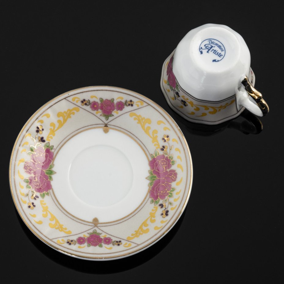 Миниатюра чайная пара, мануфактура "Decoration d'Artiste"
