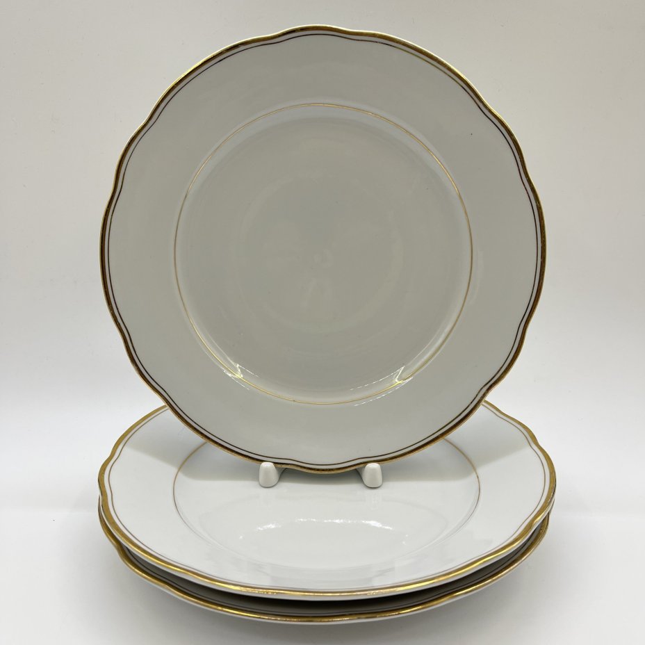 Набор обеденных тарелок на 3 персоны, фарфор, золочение, Colditz (Кольдиц), ГДР, 1960-1990 гг.