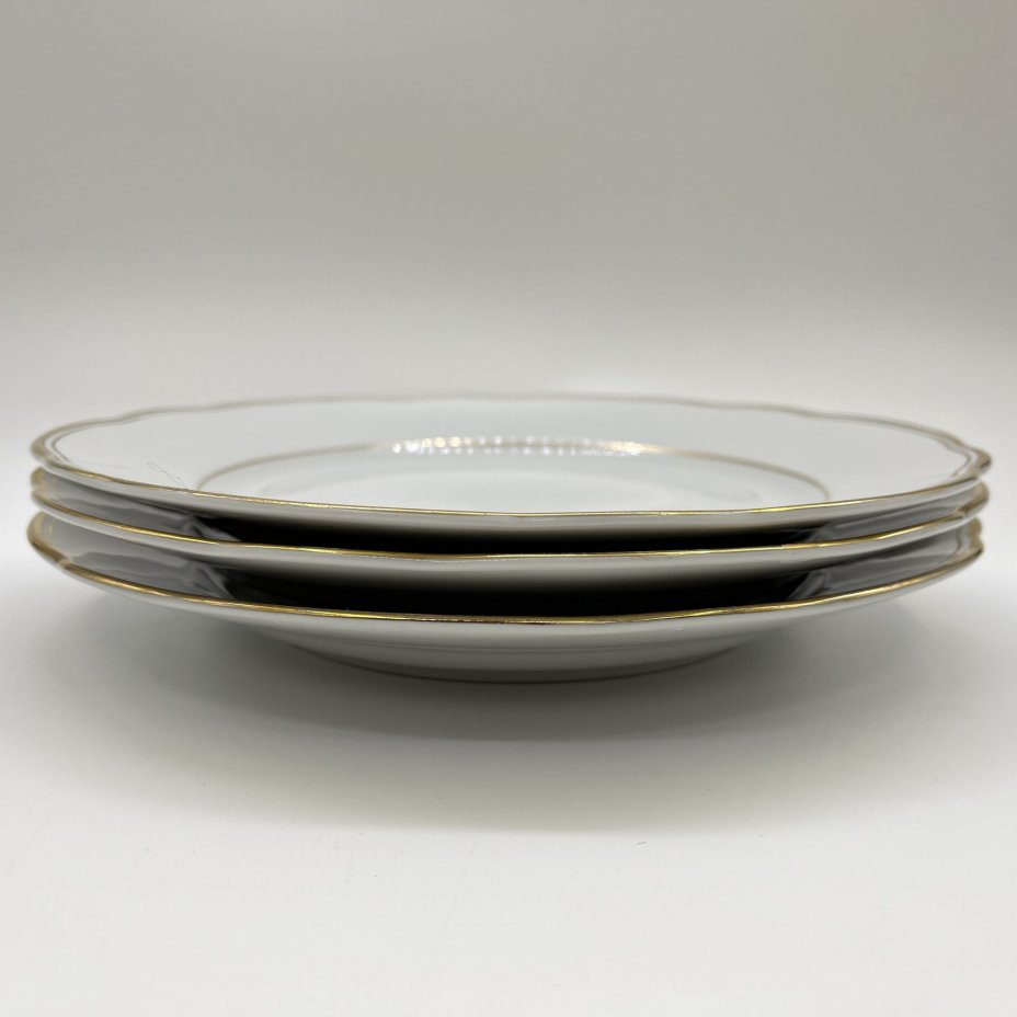 Набор обеденных тарелок на 3 персоны, фарфор, золочение, Colditz (Кольдиц), ГДР, 1960-1990 гг.