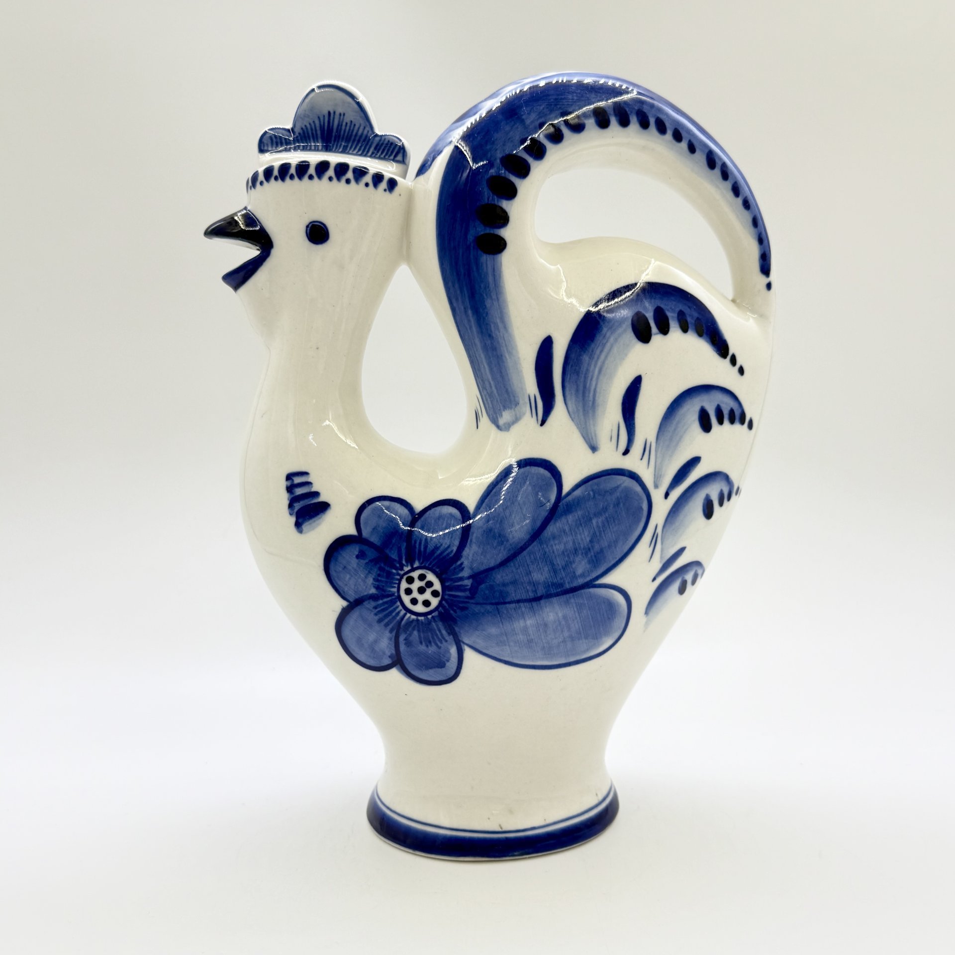 Штоф "Петух", фарфор, роспись, Объединение «Гжель», СССР, 1972-1985 гг., Объединение «Гжель»