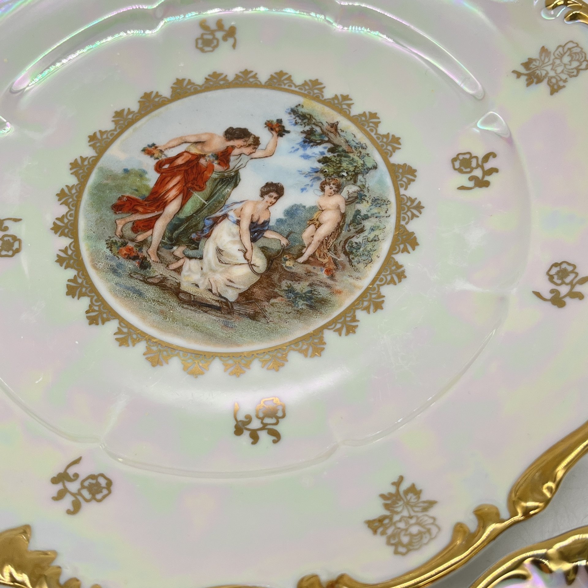 Набор из 2 десертных тарелок из сервиза "Мадонна", фарфор, люстр, золочение, деколь, Sonneberg Porzellan, ГДР, 1950-1970 гг.