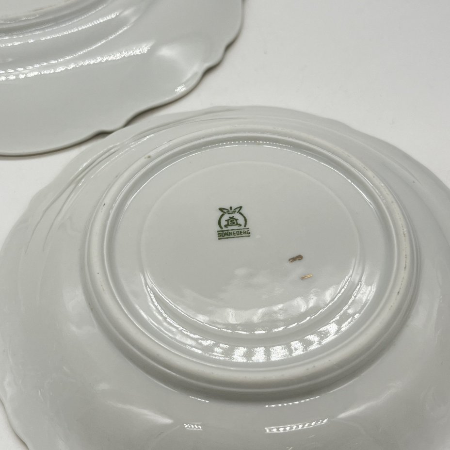 Набор из 2 десертных тарелок из сервиза "Мадонна", фарфор, люстр, золочение, деколь, Sonneberg Porzellan, ГДР, 1950-1970 гг.