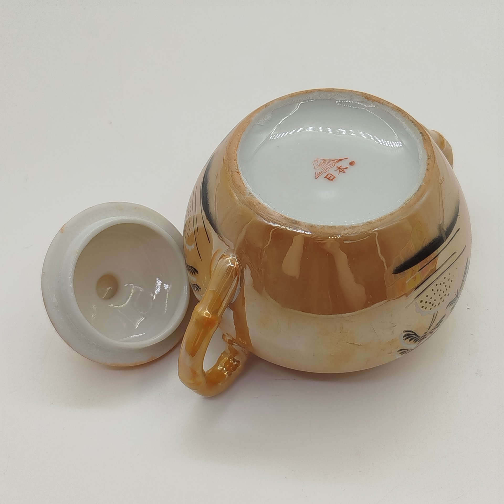 Сахарница с изображением гейши, фарфор, люстр, роспись, Япония, 1950-1970 гг.