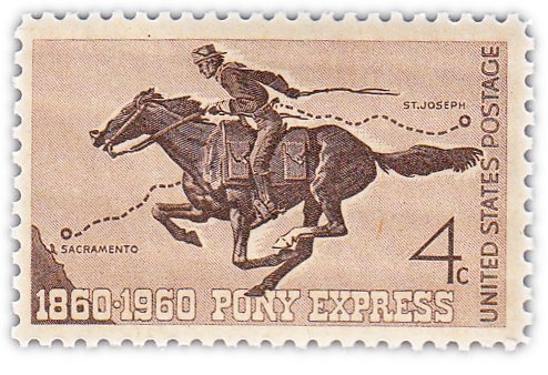 США 4 цента 1960 "Трансконтинентальная почтовая служба «Пони-экспресс»"