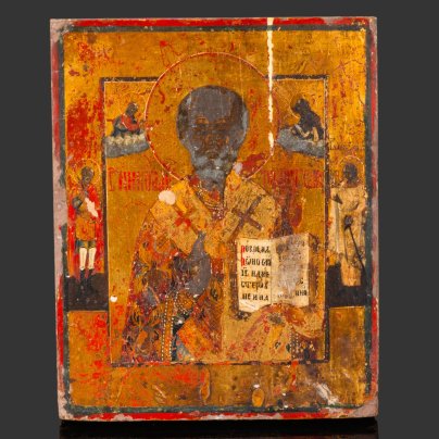 Икона "Святой Николай Чудотворец", дерево, темпера, Российская империя, 1800-1850 гг.