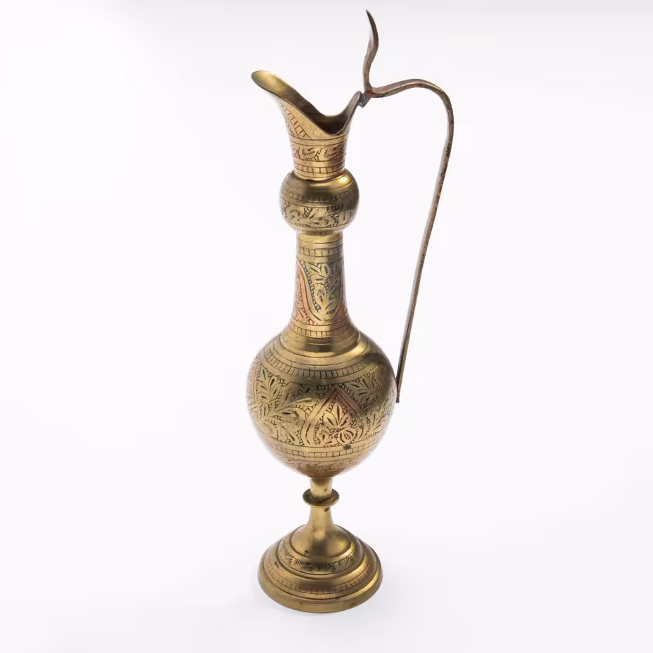 Кувшин в восточном стиле, латунь с гравировкой, эмаль, Индия, 1970-1990 гг.