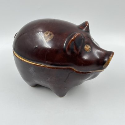 Горшочек для запекания "Свинья", керамика, глазурь, СССР, 1980-1990 гг.