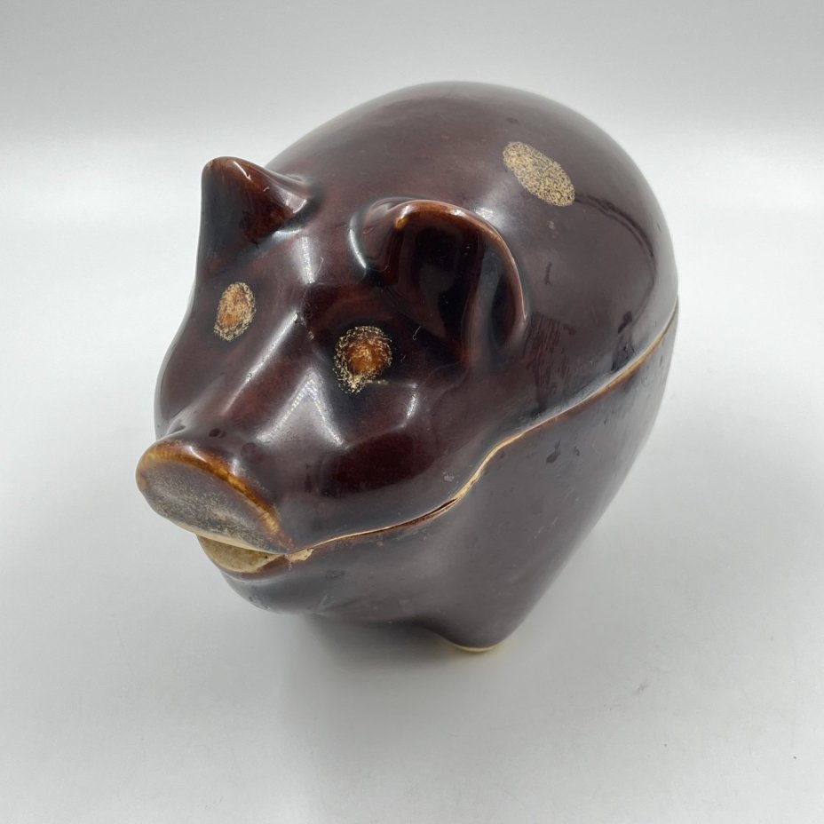 Горшочек для запекания "Свинья", керамика, глазурь, СССР, 1980-1990 гг.