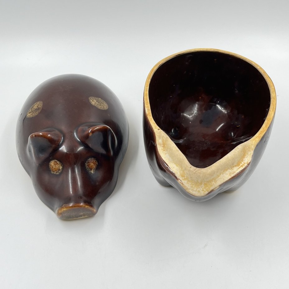 Горшочек для запекания "Свинья", керамика, глазурь, СССР, 1980-1990 гг.