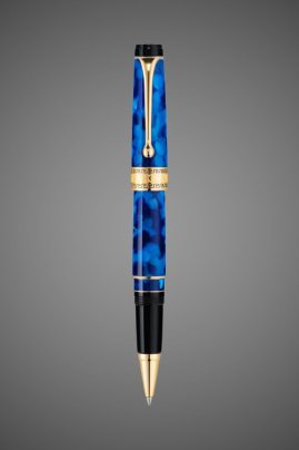 Ручка-роллер Aurora Optima Auroloide Variegated Blue GT, в подарочной коробке, Драгметаллы: позолота, позолота, смола