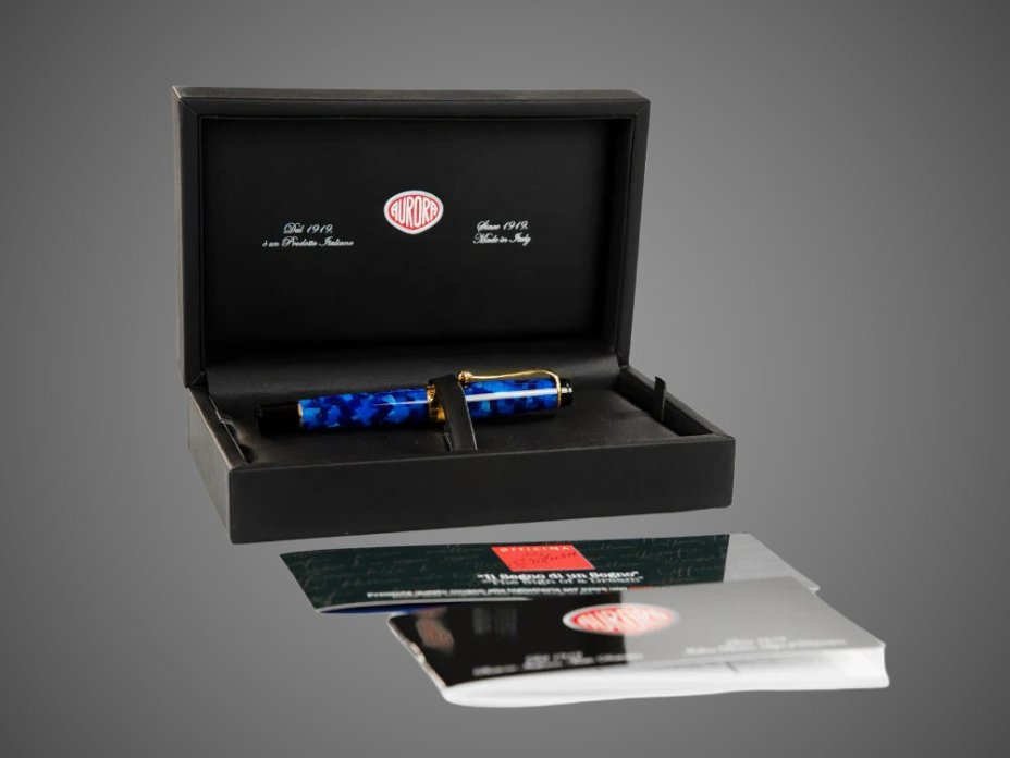 Ручка-роллер Aurora Optima Auroloide Variegated Blue GT, в подарочной коробке, Драгметаллы: позолота, позолота, смола