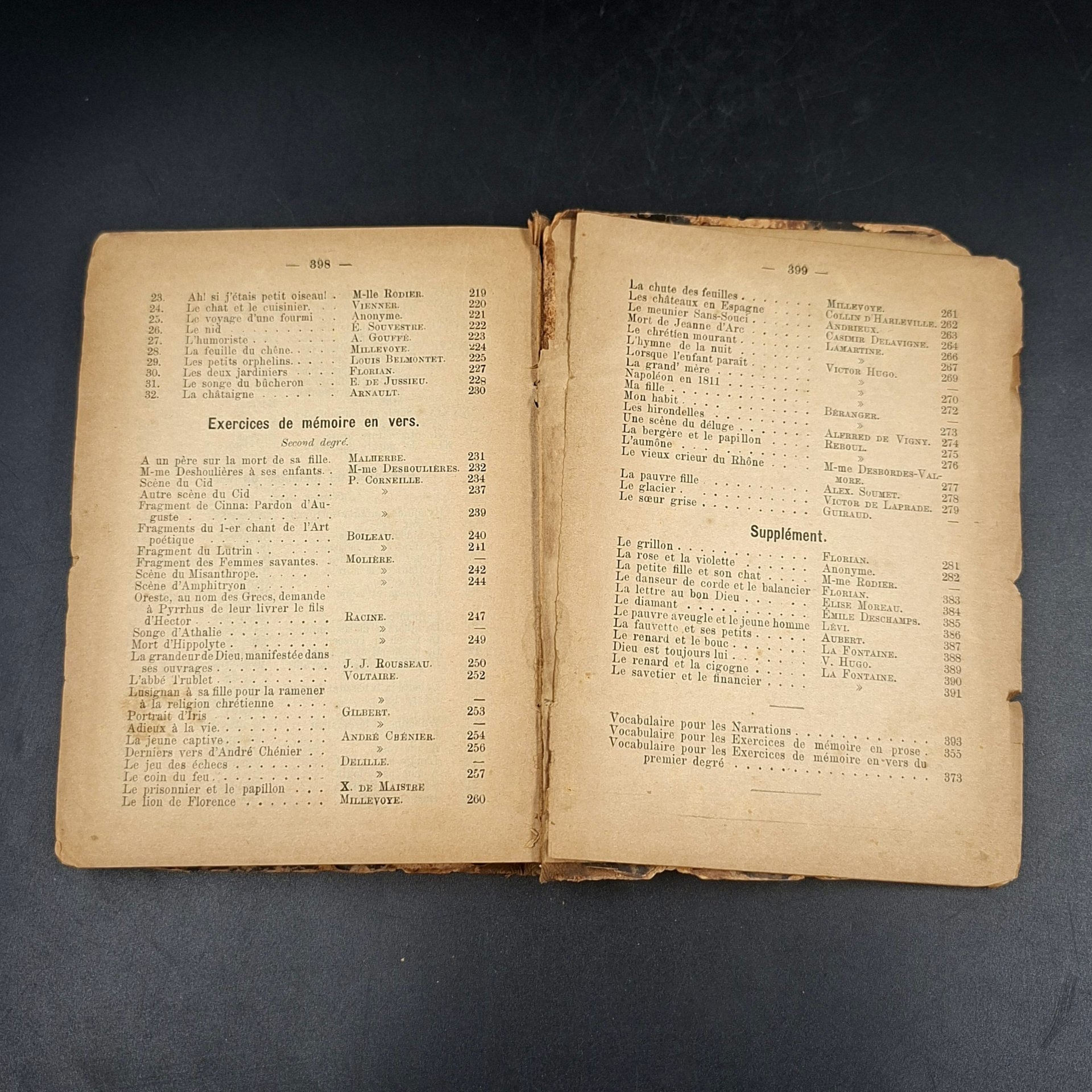 Книга "Narrations et exercices de mémoire en prose et en vers" ("Рассказы и упражнения на запоминание в прозе и стихах"), на французском языке