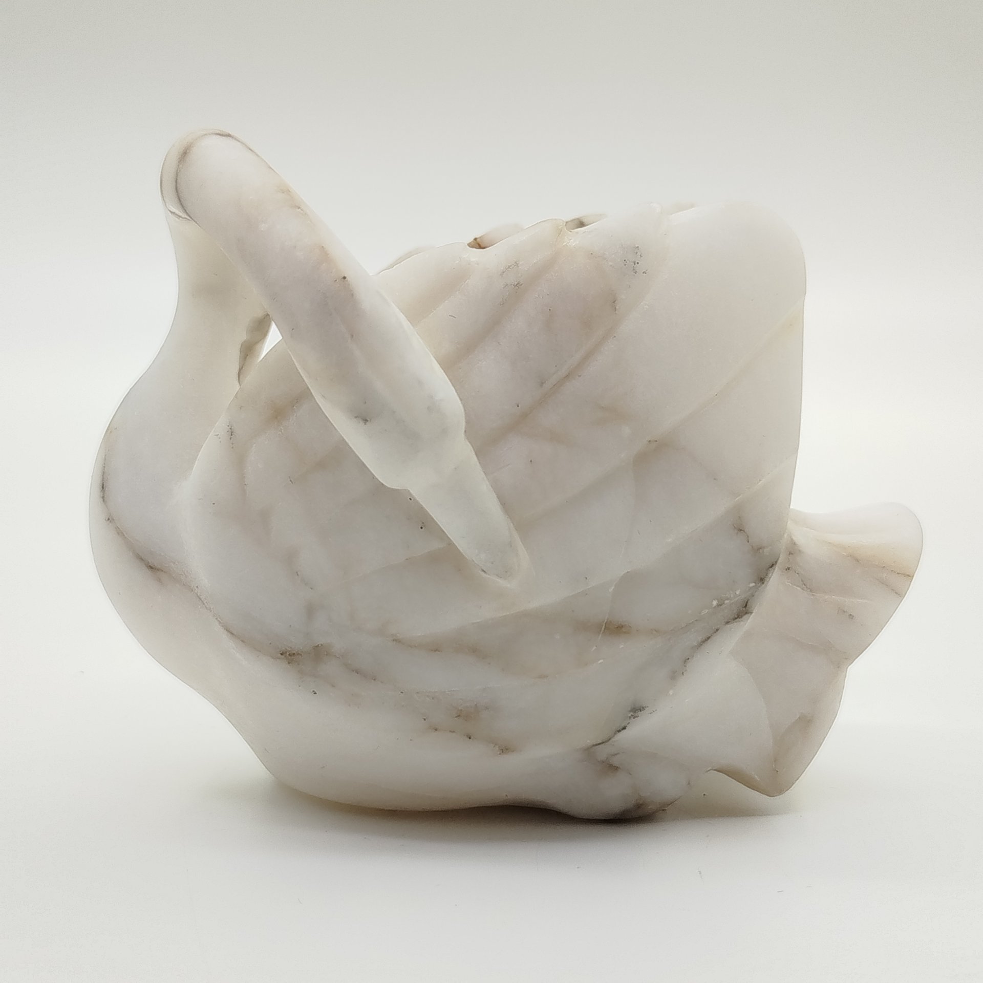 Кашпо "Мраморный лебедь", мрамор, резьба, СССР, 1950-1980 гг.