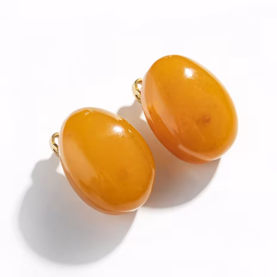 Серьги (клипсы) с янтарными вставками в коробочке (в подборе), Калининградский янтарный комбинат