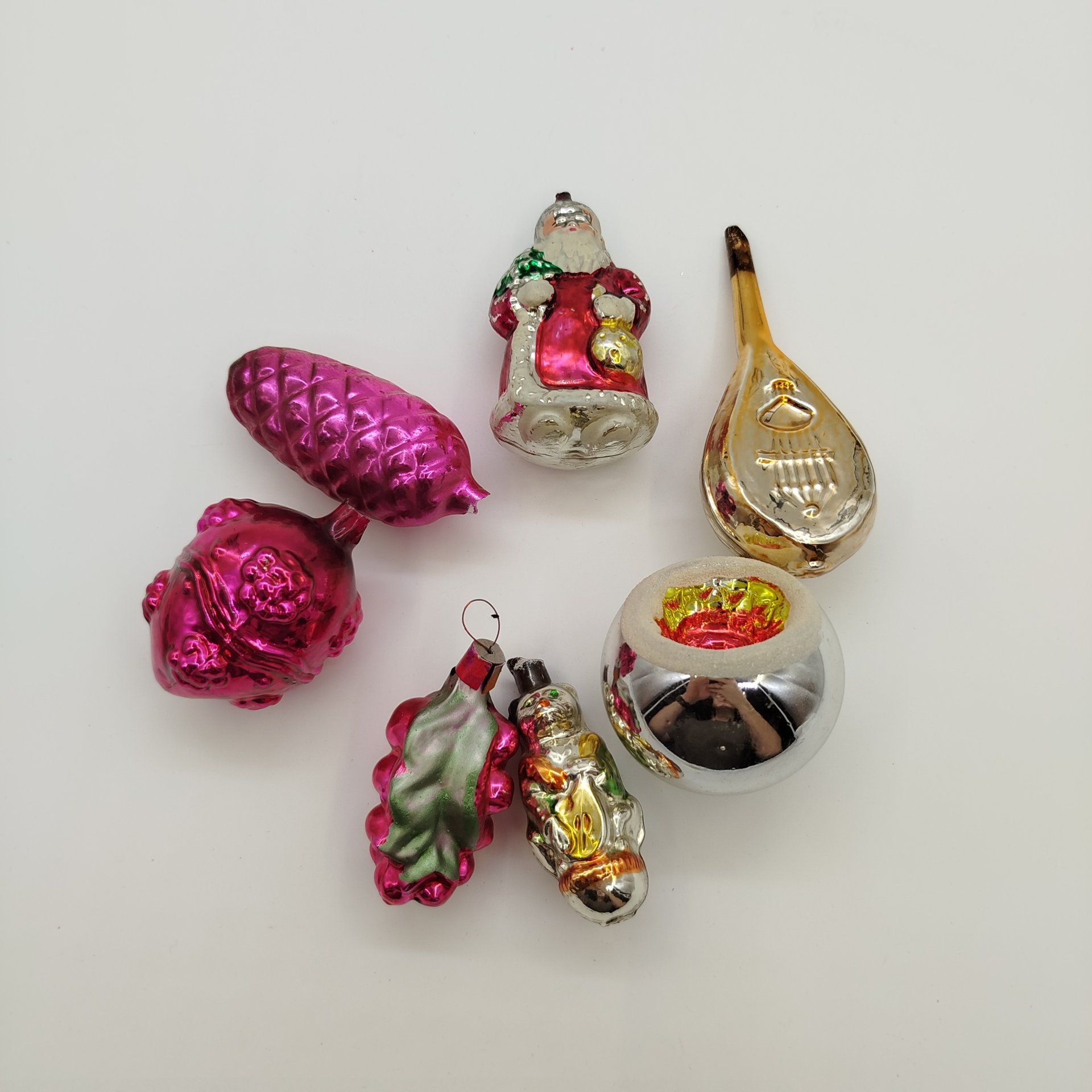 Набор из семи елочных игрушек, стекло, металл, СССР, 1960-1980 гг.